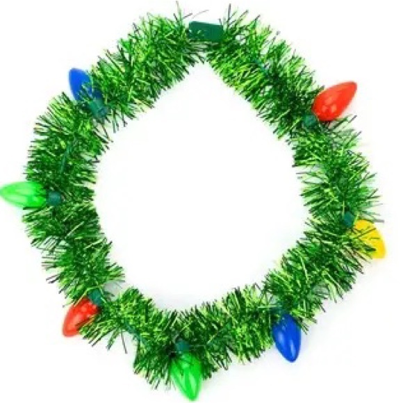 Nu Shuz Holiday Light Up LED Santa’s Tinsel Wreath Christmas Lei Necklace - Picture 1 of 2